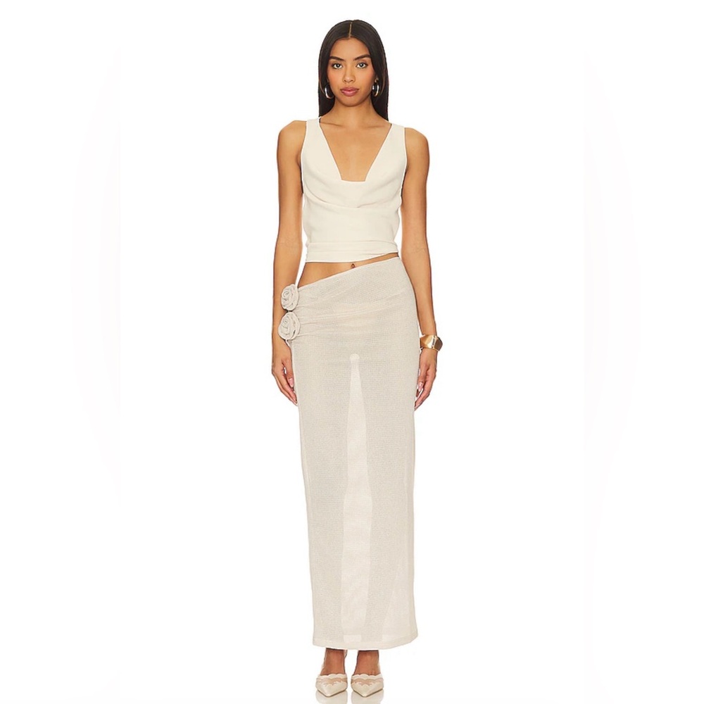Lioness Soul Mate Maxi Skirt Swim Coverup in Cream Size S NWT